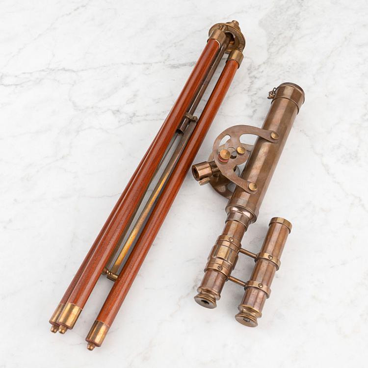 Двойной латунный телескоп на треноге Плеяда Double Brass Telescope On Stand Pleiade