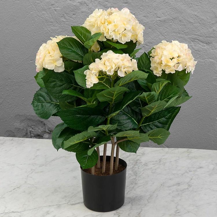 Искусственная гортензия кустовая ванильно-кремовая Hydrangea Bush Cream Vanilla 55 cm