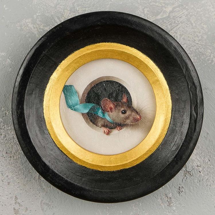 Картина в круглой раме Мышка Mouse Painting In Round Frame
