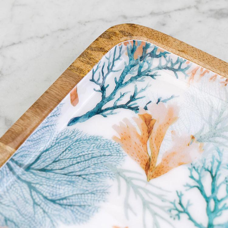 Прямоугольная сервировочная тарелка из дерева манго Кораллы, S Coral Mango Wood Rectangle Serving Plate Small