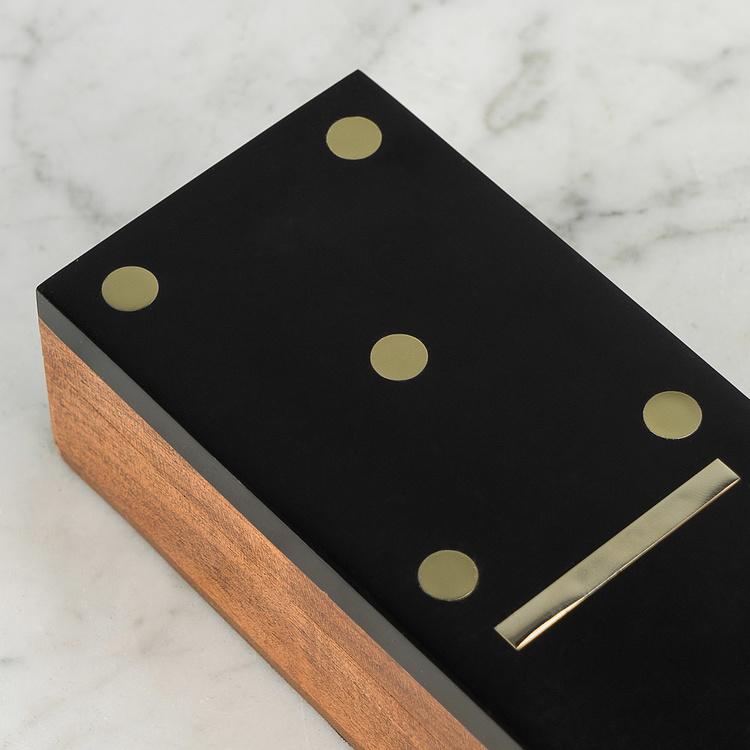 Чёрное Домино в шкатулке из дерева акации Black Domino In Acacia Box