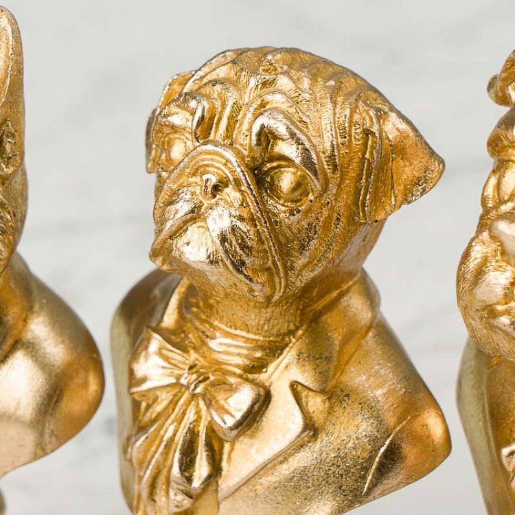 Набор из четырёх золотых статуэток Бюст Собаки Set Of 4 Bust Dogs Gold