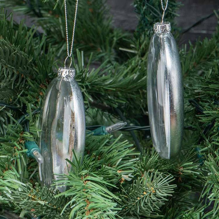 Набор из двух ёлочных игрушек Диски с оленем и совой Set Of 2 Glass Deer And Owl Disces White/Brown 11 cm