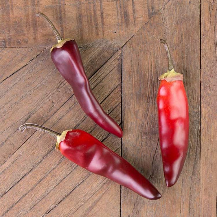 Набор из 29 искусственных красных мини-перцев чили Chili Pepper Assorti Burgundy Red Small