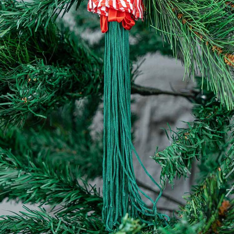 Ёлочная игрушка Лошадка с зелёной кисточкой Xmas Carousel Horse Tassel Green 28 cm
