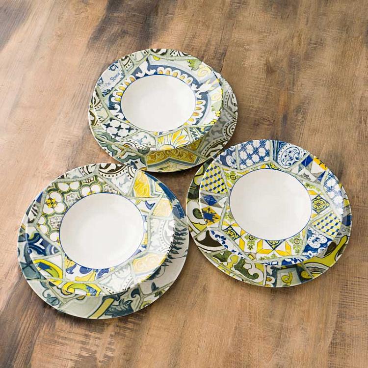 Набор из трёх тарелок для пасты Средиземноморская майолика Set Of 3 Seaside Maiolica Pasta Plates