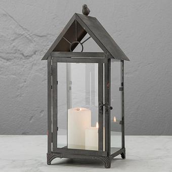 Aged Gray Metal Lantern House Shape