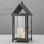 Подсвечник Aged Gray Metal Lantern House Shape