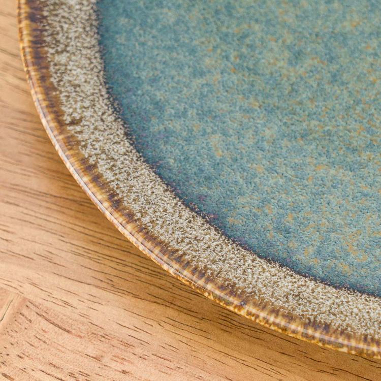 Десертная тарелка сине-коричневая Блум Bloom Blue And Brown Dessert Plate