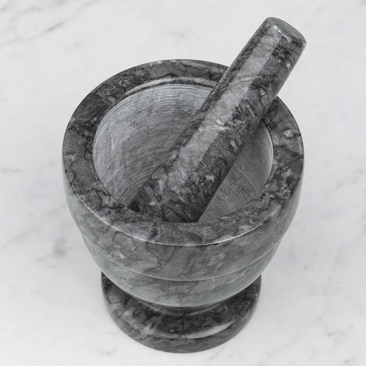 Чёрная мраморная ступка с пестиком Скандинавия Nordic Mortar And Pestle Black