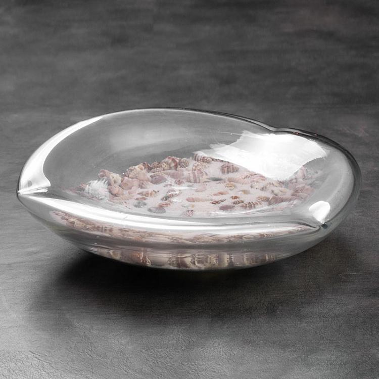 Украшение для интерьера с песком и ракушками в стекле Glass Tray With Sand And Shells