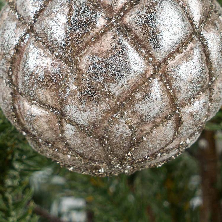 Ёлочная игрушка Винтажно-серебристый шар, S Aged Multifaceted Ball Silver 8 cm