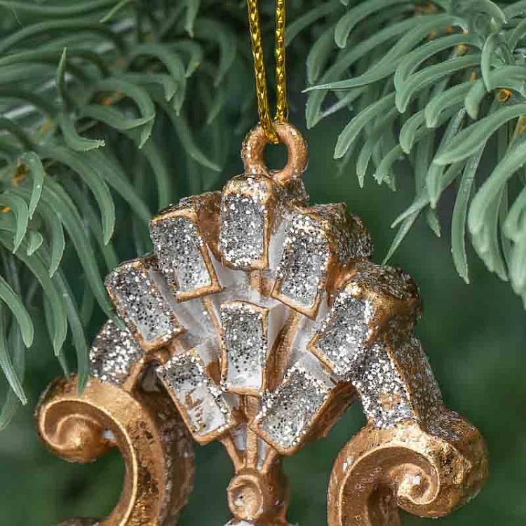 Ёлочная игрушка Павлин в рамке Peacock In Frame Cream/Gold 21,5 cm