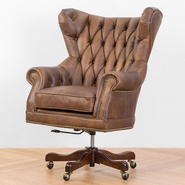 Рабочее кресло Канцлер, красно-коричневое дерево Chancellor Armchair, Red Brown Wood D