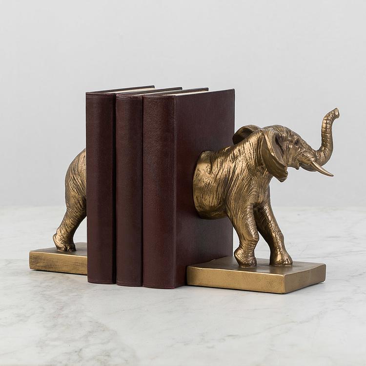 Набор из двух держателей для книг Медный слон Bookend Сopper Elephant