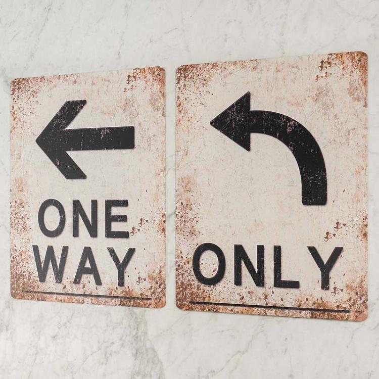 Набор из двух табличек В одну сторону / Только Set Of 2 Plaque One Way / Only