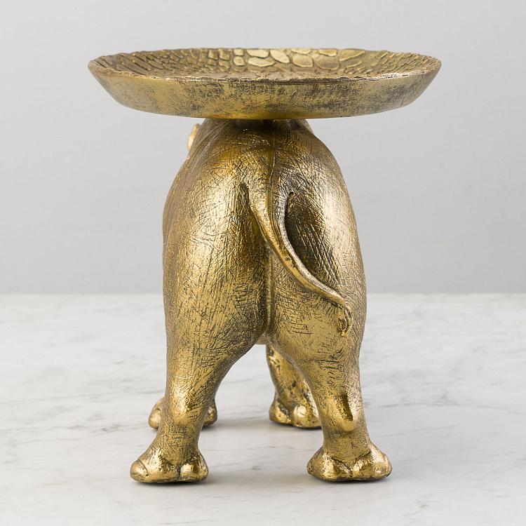 Подставка для мелочей и украшений Золотистый винтажный носорог Antique Gold Rhinoceros With Tray