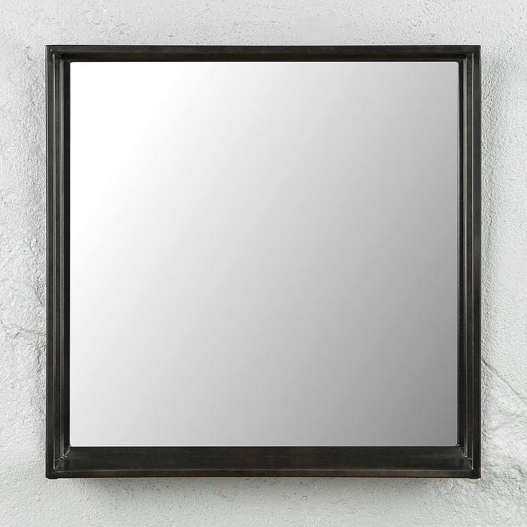 Квадратное железное зеркало с полкой Square Mirror With Shelf