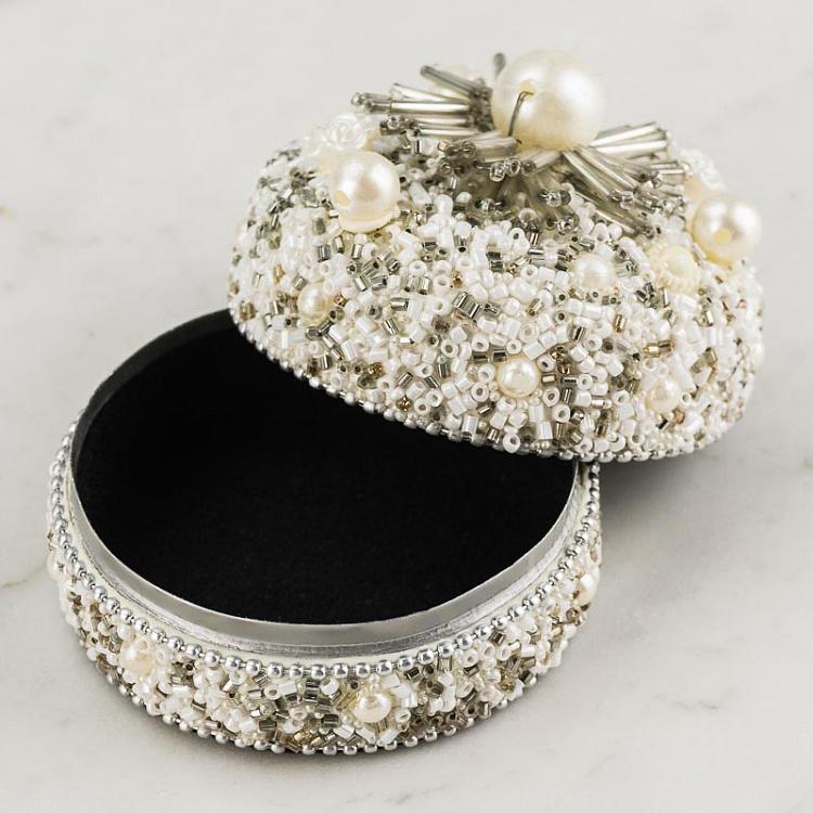 Шкатулка Жемчужина с бусинами Jewelry Box Pearl With Beads Cream White