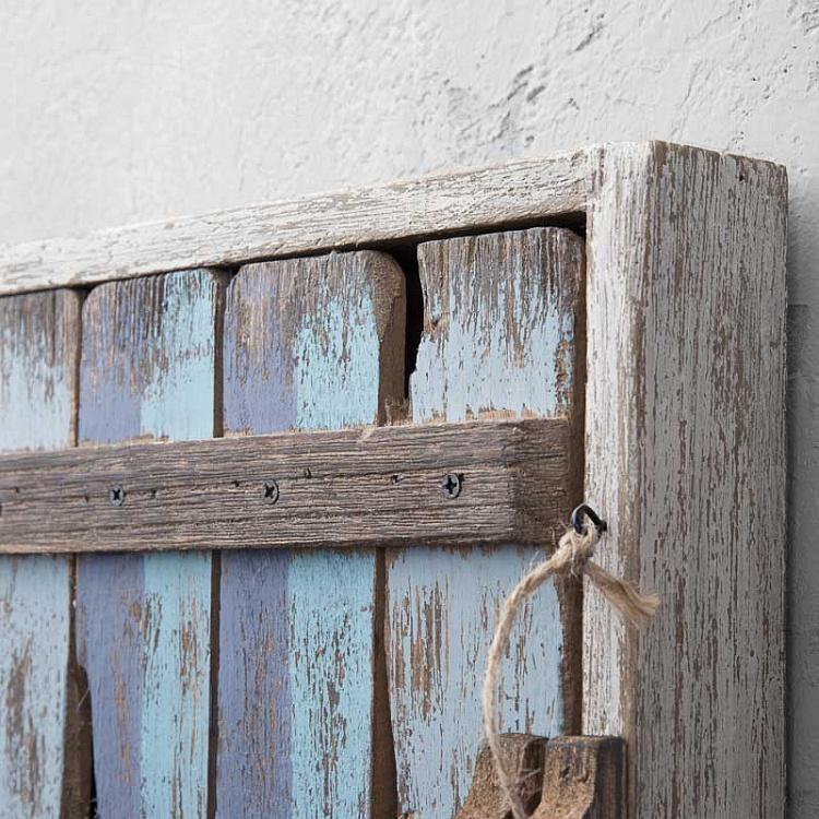 Деревянная ключница с 8-ю крючками и белой патиной Wooden Keybox With 8 Hooks White Patina