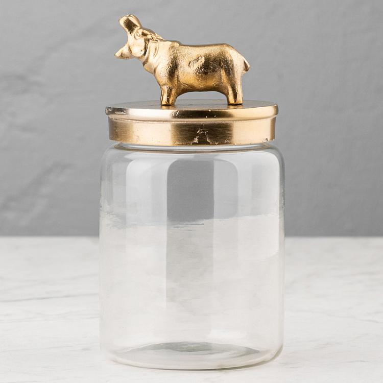 Ёмкость для хранения Золотой бегемот Decorative Jar With Hippo Figure Gold