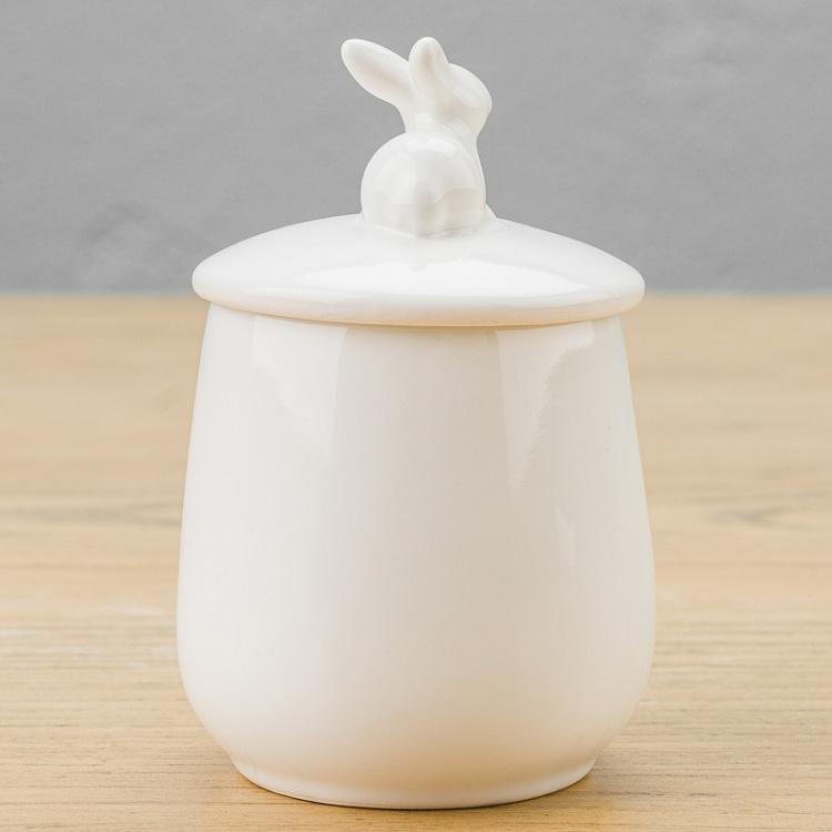 Стакан для ватных дисков с кроликом на крышке Rabbit Cotton Pads Glass With Lid