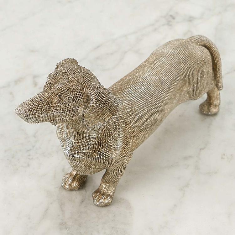 Статуэтка со стразами Такса Dachshund Figure With Rhinestones Silver