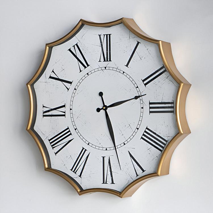 Настенные часы Додекагон с винтажным эффектом Dodecagon Weathered White Wall Clock