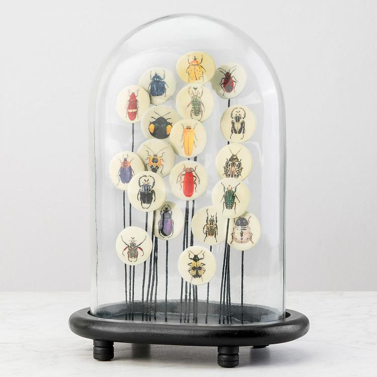 Статуэтка Разноцветные насекомые под стеклянным куполом Glass Dome With Colored Insects