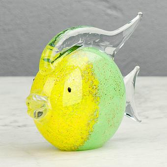 Round Glass Fish Yellow And Green