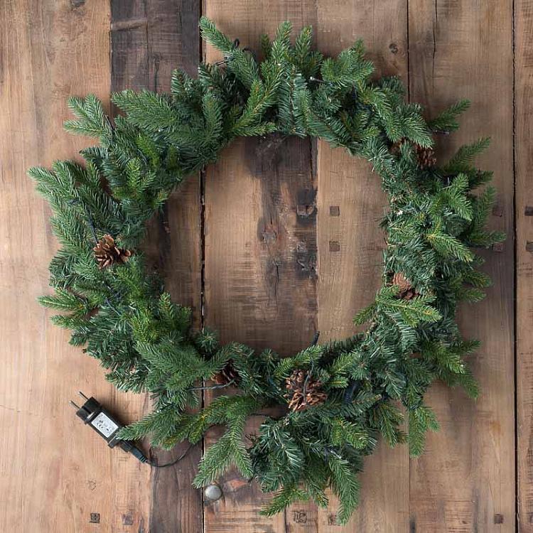 Еловая светодиодная гирлянда с шишками LED Fir Garland With Cones 150 cm