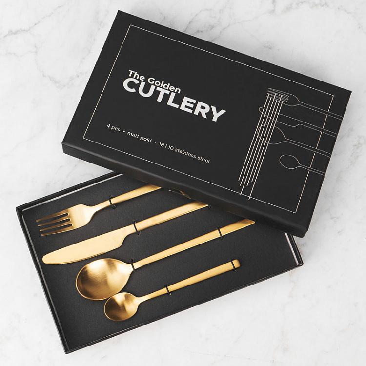 Набор из четырёх столовых приборов матовый золотой Set Of 4 Cutlery Matt Gold