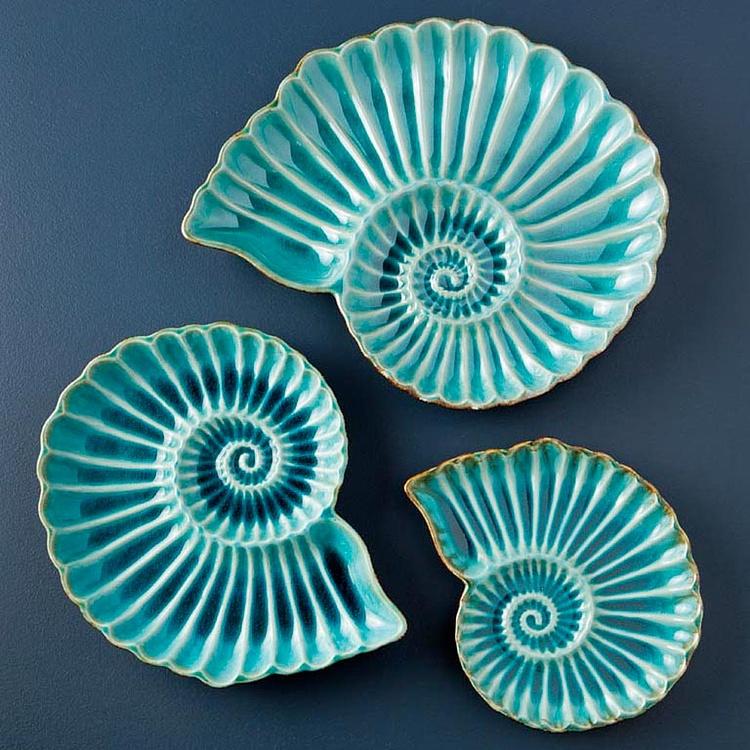 Круглое сервировочное блюдо Морская ракушка, M Aqua Round Shell Dish Medium