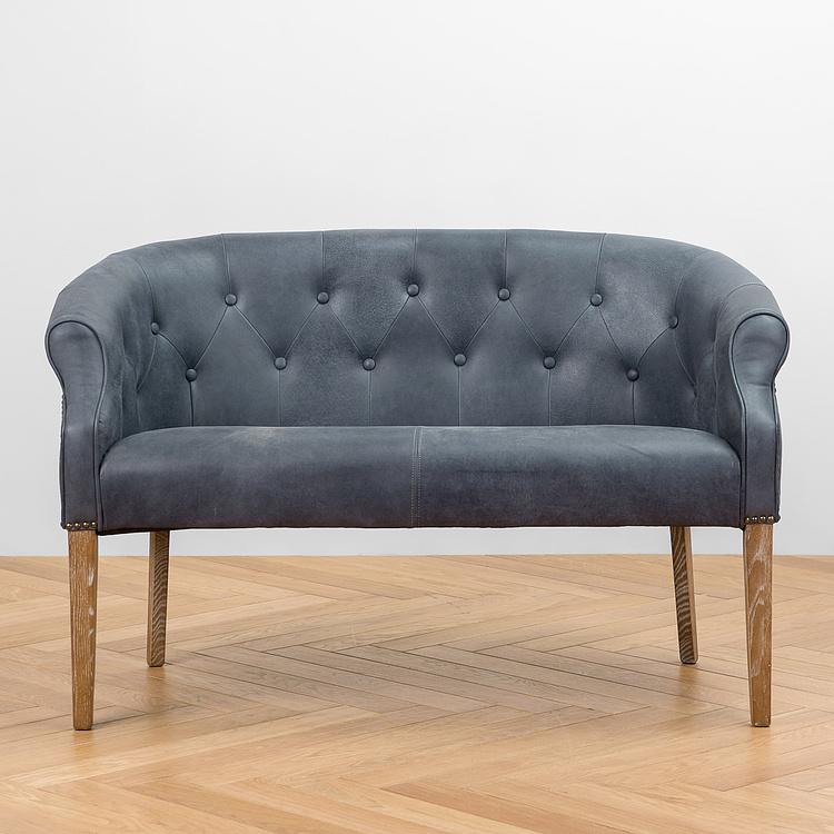 Двухместный кожаный диван Маршал, песочные ножки Marshall 2 Seater, Oak Sandwashed Leather