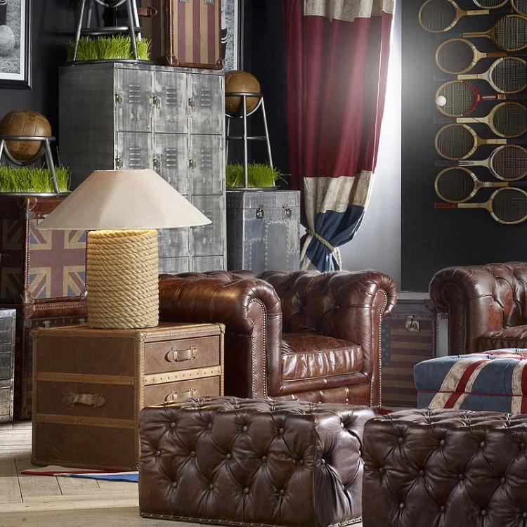 Настольная лампа с абажуром Канат Rope Coil Table Lamp With Coolie Shade Hemp Sand