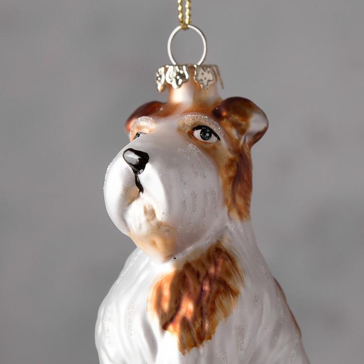 Набор из двух ёлочных игрушек Собаки Set Of 2 Glass Dogs Black/Cream 9 cm