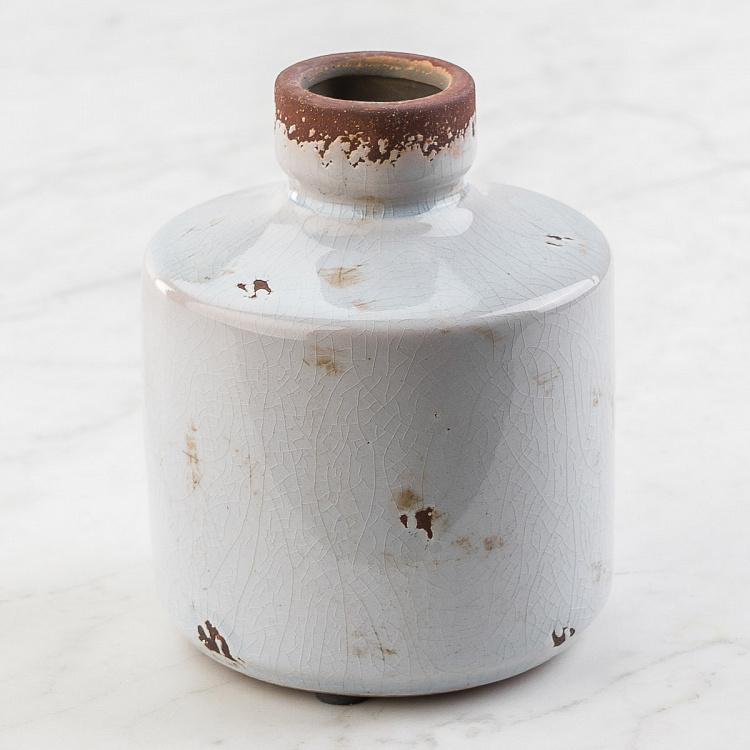 Низкая белая керамическая мини-ваза Бутыль Bottle Vase White Low