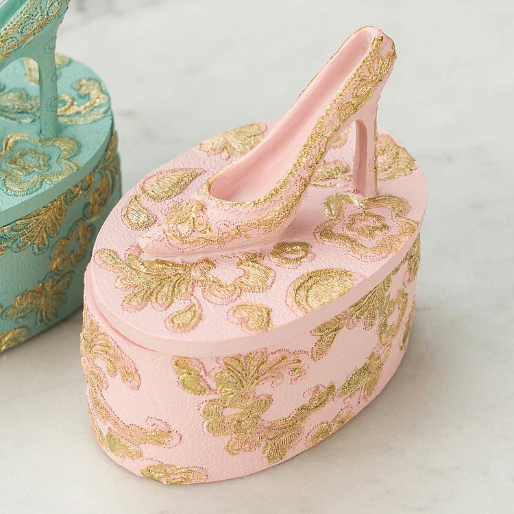 Набор из двух шкатулок с туфлёй на крышке Set Of 2 Shoe Slipper On Boxes Pink Blue