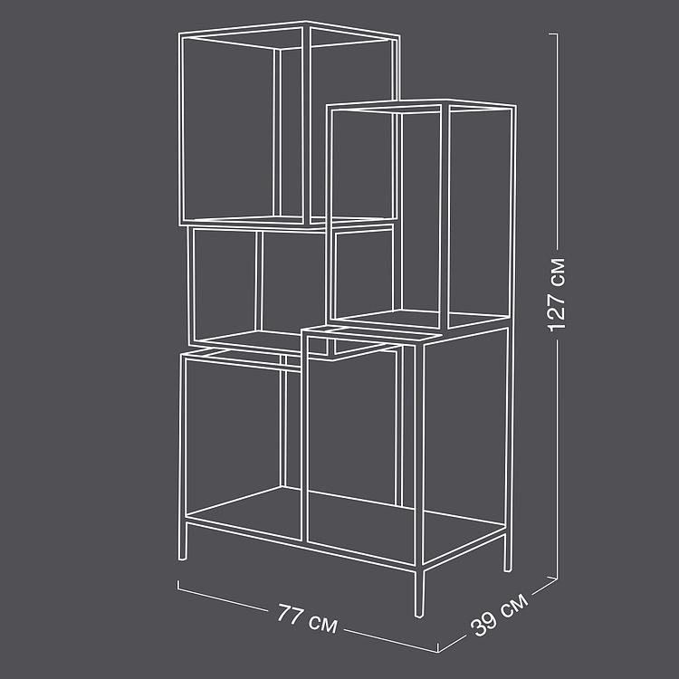 Асимметричный стеллаж из железа и стекла Asymetric Iron And Glass Shelf