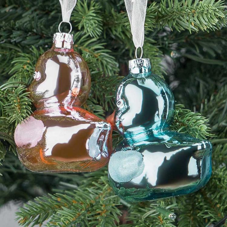 Набор из двух ёлочных игрушек Уточки розовая и голубая Set Of 2 Ducks Pink And Blue 11 cm