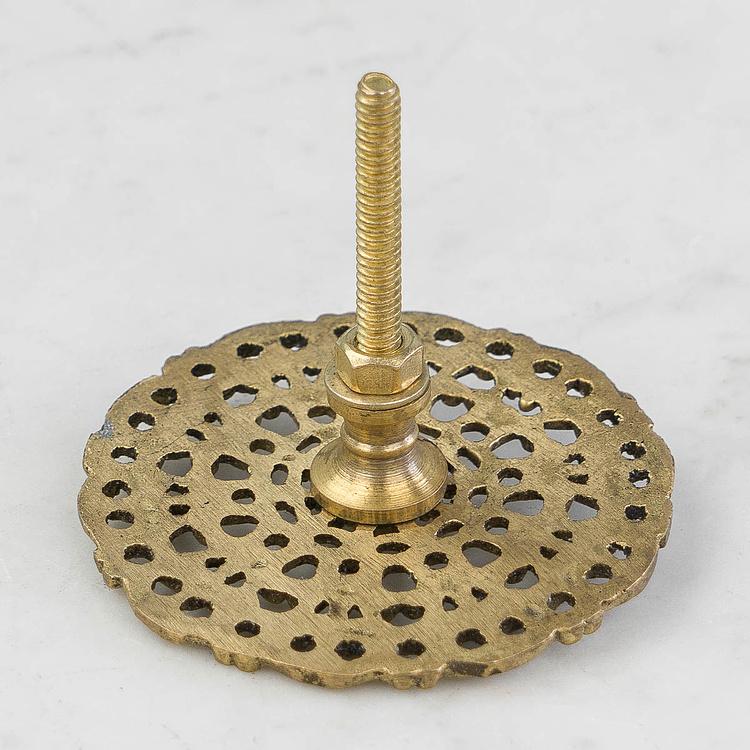 Мебельная ручка с кружевным узором Веллуру Vellore Brass Fancy Round Knob