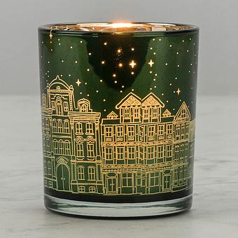 Houses Candle Holder Green