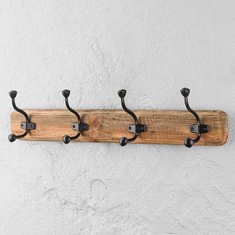 Recycled Pine Coat Rack 4 Metal Hooks