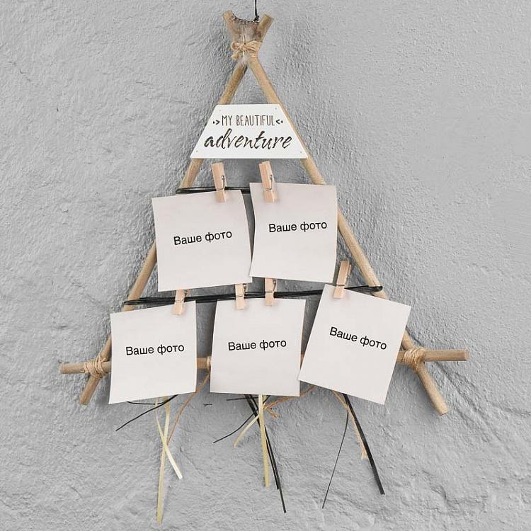 Треугольный держатель для фото с перьями Triangle Photo Holder