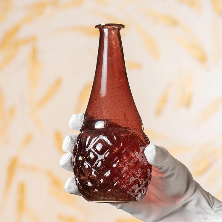Узкая бордовая мини-ваза из переработанного стекла Narrow Recycled Glass Vase Burgundy
