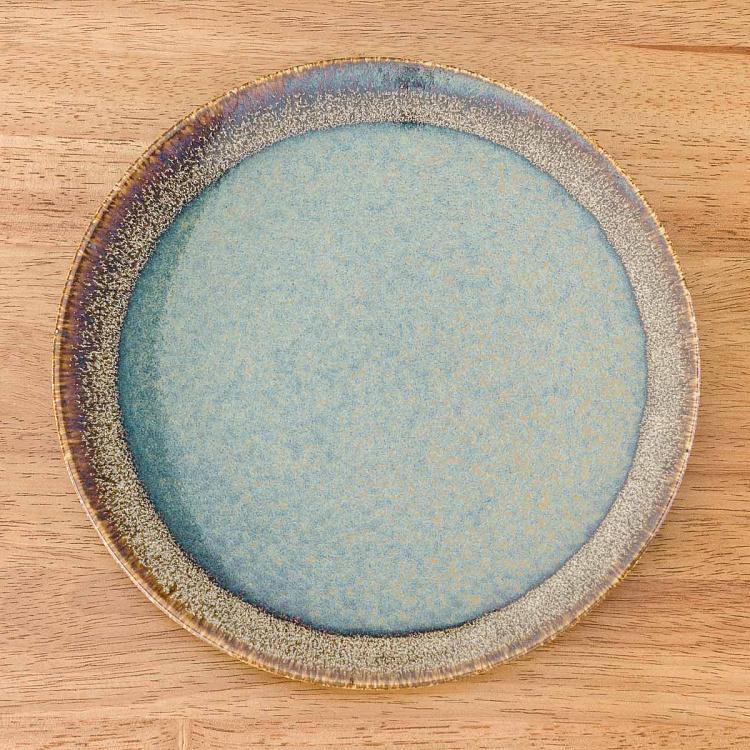 Десертная тарелка сине-коричневая Блум Bloom Blue And Brown Dessert Plate
