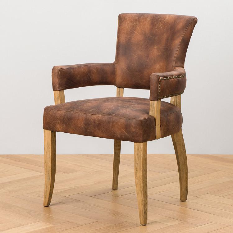 Стул Ньюпорт с подлокотниками, светлые ножки Newport Dining Chair, Oak Brown