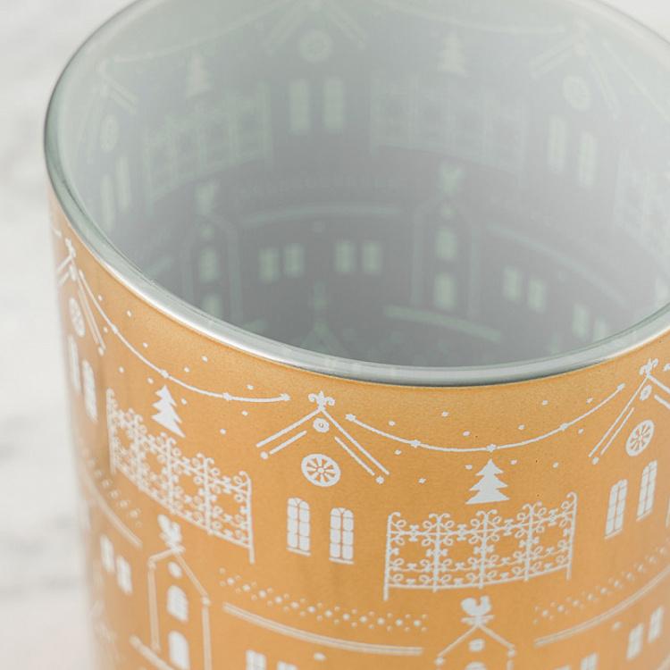 Подсвечник Рождественные домики Candle Holder Christmas Houses Gold