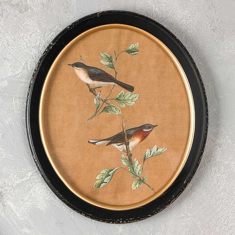 Картина-принт диптих Птицы Филомены Set Of 2 Oval Frames With Birds Philomene