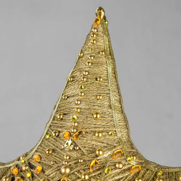 Верхушка на ёлку Золотая звезда со стразами Star Tree Topper Gold With Rhinestones 49 cm